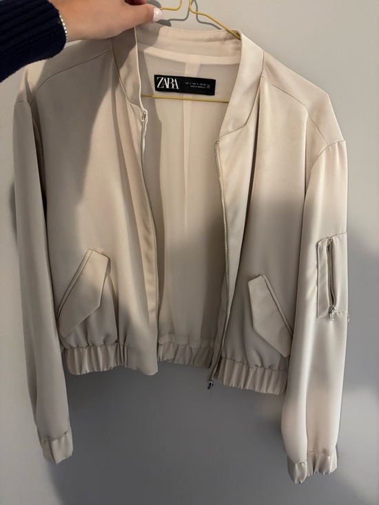 Zara Jackets & Blazers - Zara Satin Light Cream Bomber Jacket